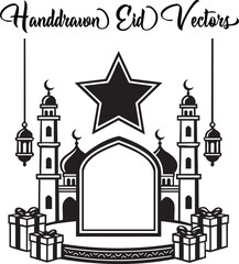 Eid Stage with Lanterns and Stars