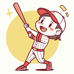 Young Baseball Player Ready to Hit with Happy Expression