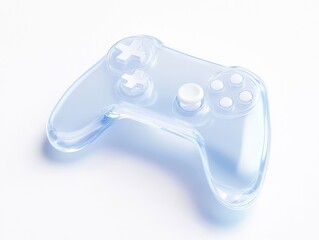 Futuristic transparent game controller on white background
