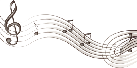 Musical notes wave treble clef design isolated on a white background png ai generated