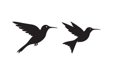 Hummingbird Silhouette Vector Flying Bird Black Icon Clipart