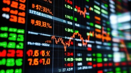 Fototapeta premium Stock Market Data Display with Price Fluctuations and Graphs