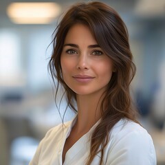 Confident Female Healthcare Professional Portrait. Smiling Office Doctor in Modern Clinic