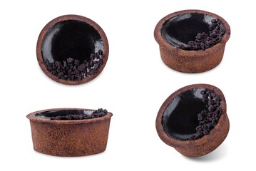 Chocolate tartlet on a white isolated background