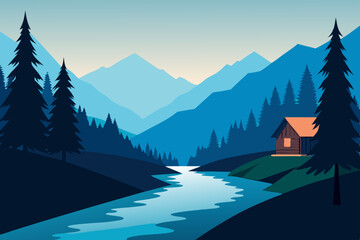 Fototapeta premium winter landscape with mountains