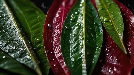 Shiny Indian Paan Betel Leaf Flat Lay in Red and Green

