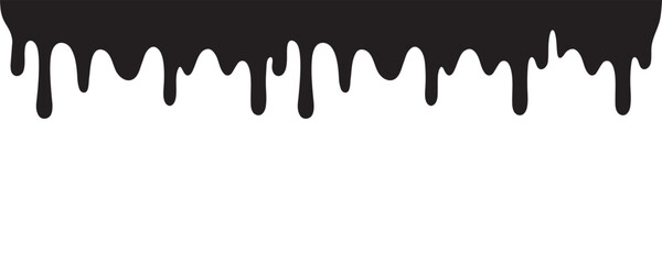 Splashes and drips. Black ink drops. Seamless texture of dripping paint. Vector illustration