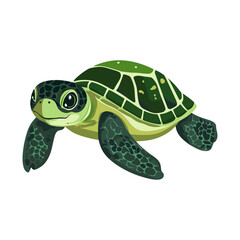 Green Turtle’s underwater serenity: A charming, artistically rendered green turtle glides peacefully through the clear, refreshing ocean, bringing the calming essence of the sea.