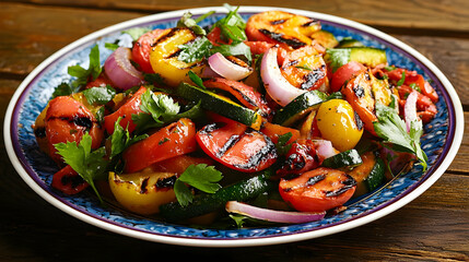 Grilled Vegetable Salad On Plate