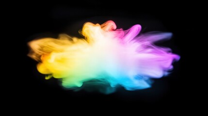 Colorful smoke swirl creates vibrant display against black background