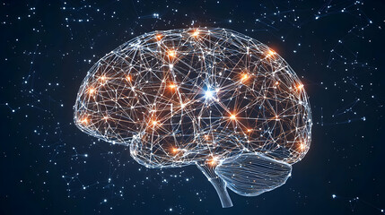 Abstract Polygonal Brain Graphic Design