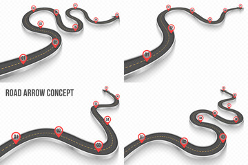 Winding 3d road infographic concept on a white background. Timeline template.