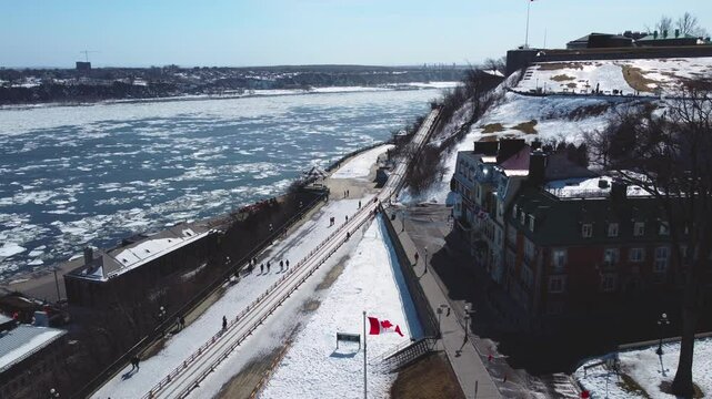 Drone View of Chateau Frontenac and Old Quebec City, Canada