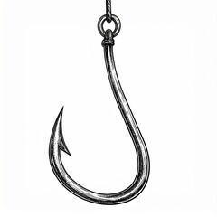 Curved Metal Fishing Hook Illustration