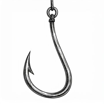 Curved Metal Fishing Hook Illustration