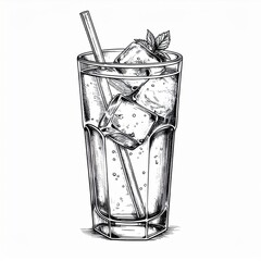 Refreshing Strawberry Mint Cocktail Illustration