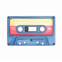 Obraz premium Watercolor Illustration of a Retro Cassette Tape