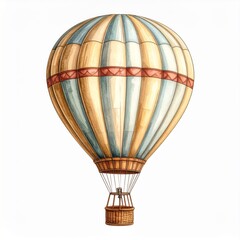 Naklejka premium Vintage Watercolor Hot Air Balloon Illustration