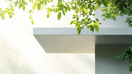 Obraz premium Minimalist modern house exterior with lush greenery 