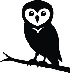 Majestic Barn Owl Silhouette Vector Illustration of a Wise Owl Perched on a Branch