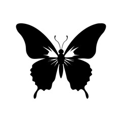 Elegant Black Butterfly Silhouette A Vector Illustration of a Graceful Insect with Symmetrical Wings