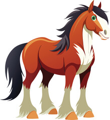 Majestic Clydesdale Horse Illustration A Stunning Vector Graphic of a Powerful Draft Horse with Feathered Legs