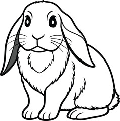 Adorable Holland Lop Rabbit Illustration Free Line Art for Coloring Pages, Stickers, and More