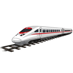 Fototapeta premium Modern Electric Train on Railway Track On Transparent Background