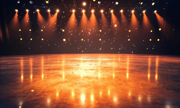 Stage lighting design with spotlights and warm tones