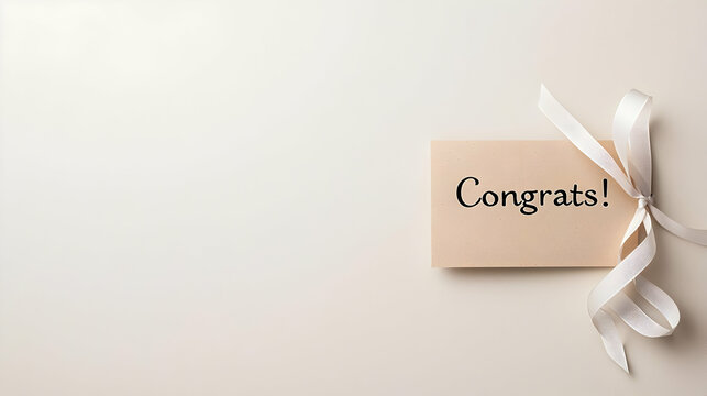 Congratulations Card With Ribbon On White Background