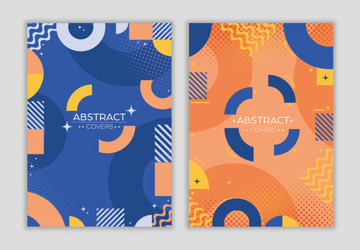 Blue And Orange Abstract Geometric Shapes Background Covers Templates