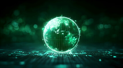 Obraz premium Glowing Green Sphere In Dark Background