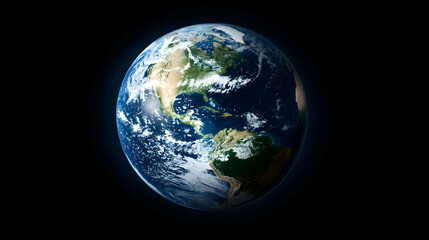 Fototapeta premium Detailed View Of Planet Earth Against Black Background