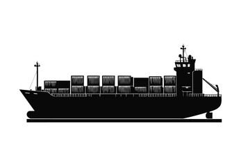 Global cargo ship vector and maritime freight vessel icon for transport and logistics