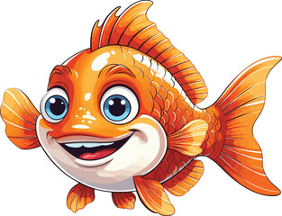 A cute orange cartoon fish illustration in the water, perfect for vector art or a fun design