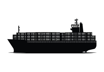 Global cargo ship vector and maritime freight vessel icon for transport and logistics