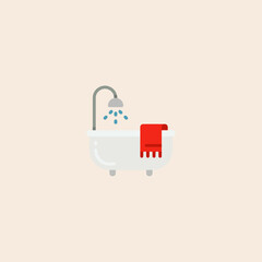 Fototapeta premium Bathtub icon flat vector design.