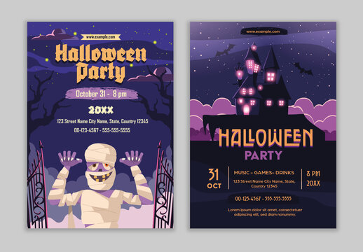 Purple And Black Halloween Party Night Celebration Poster
