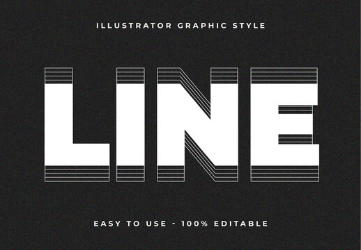 White Stripe 3D Layered Font Bold Geometric Line Text Effect