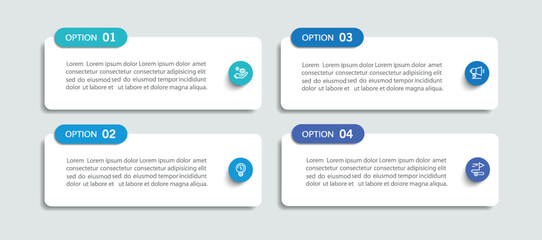 Business infographic design template with 4 options, steps or processes. Can be used for workflow layout, diagram, annual report, web design	
