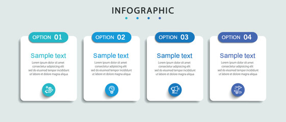 Business infographic design template with 4 options, steps or processes. Can be used for workflow layout, diagram, annual report, web design	
