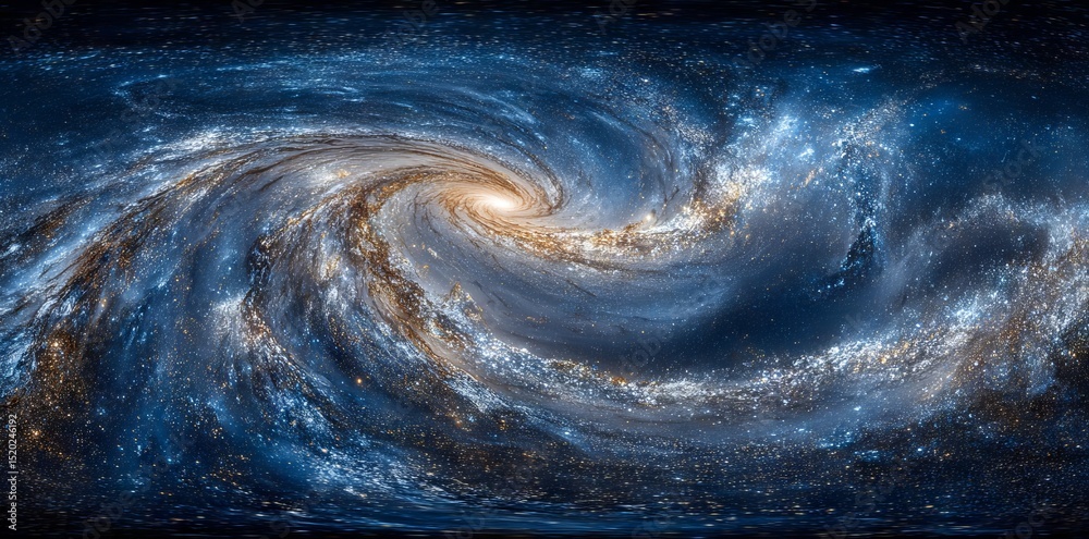 Wall mural the background is a 360-degree space scene with nebula and stars, utilizing equirectangular projecti