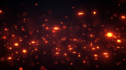 A black background provides the setting for 3D burning embers that glow, accompanied by fire particles