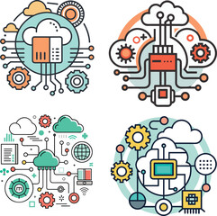 Social network concept with a cloud of interconnected social media icons representing global communication, mobile technology, and internet business