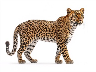 Naklejka premium Stunning Portrait of a Spotted Leopard. Agile Predator Roaming the Jungle Wilderness