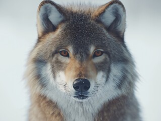 Fototapeta premium Majestic Grey Wolf Wildlife Portrait. Snowy Wilderness Headshot in Natural Habitat