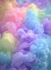 A vibrant and multicolored smoke effect is unfolding against a bright backdrop, ideal for use in advertising or design elements, including gadget wallpapers, and featuring a neon-lit texture