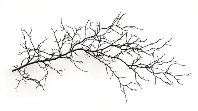 Bare tree branch against a white background