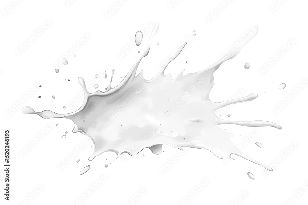 Poster A dynamic splash of white liquid, exploding outwards against a stark black backdrop; exhibiting texture and varying thicknesses