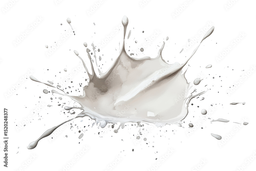 Poster a dramatic, high-contrast image of a white liquid exploding against a black background, showcasing i
